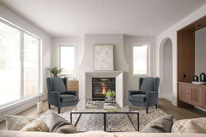 Accent Chair Set of 2, Modern Living Room Chairs with Wingback, Comfy Upholstered High Back Single Sofa for Bedroom, Mid-Century Reading Armchair Sillas para Sala