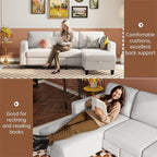 Youmumeub 79''Sectional Couch Couches for Living Room - L-Shaped 4-Seater Deep Sectional Sofa,Removable Covers,Suitable for The Living Room, Apartment or Office-White