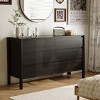 Dresser for Bedroom with 6 Drawers,47" Wide Oak Dresser with 4 Solid Wood Legs, Wooden TV Stand,Closet Clothes Organizer for Bedroom, Hallway
