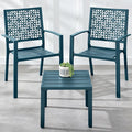 Best Choice Products 3-Piece Outdoor Bistro Set, Stackable Modern Steel Furniture for Porch, Garden w/ 2 Chairs, Table, Geometric Decor - Peacock Blue