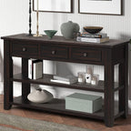 LKTART Solid Wood Console Table,Sofa Table with Storage Drawers and Bottom Shelf,Entryway Table for Entry Hallway Foyer,Easy Assembled (48.8" Distressed Black)
