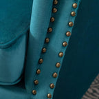 Accent Reading Arm Chairs Set of 2 for Living Room Bedroom, Midcentury Modern Comfy Corner Sofa Chair, Wingback Waiting Room Club Chair with Button Tufted Back &Lumbar Pillow, Velvet Teal