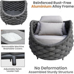 6-Piece Alumunim Outdoor Seating Set: All-Weather Patio Accent Furniture Sofa Set, Hand Woven Rope, No Assembly, Modern Garden Lounge Conversation Set for Backyard Deck Porch Poolside Hotel