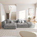 WJShome 119" L Shaped Sectional Couch,Modern Modular Sofa with Ottoman,Linen Deep Loveseat with Pillows Couches for Living Room, Bedroom and Apartment,Gray