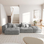 WJShome 119" L Shaped Sectional Couch,Modern Modular Sofa with Ottoman,Linen Deep Loveseat with Pillows Couches for Living Room, Bedroom and Apartment,Gray