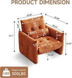 33.9" Accent Chairs, Modern Upgrade Sherpa Fabric Arm Chair Comfy Upholstered Armchair Leisure Single Sofa Chair with a Waist Pillow for Bedroom, Office and Living Room