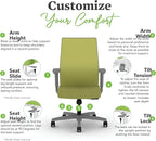HON Ignition 2.0 Mid Back Task Chair, Spectrum Mesh, Standard Synchro-Tilt Control, Office Chair with Lumbar Support, Height and Width Adjustable Arms, Titanium Frame, Pear