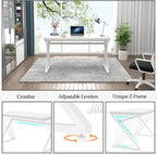 FOLUBAN White Desk, Modern Wood and Metal Computer Desk for Home Office, Simple Writing Work PC Desks for Bedroom, Industrial Study Gaming Table for Living Room, White, 47 Inch