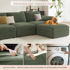 EASE MOOSE Extra Large Sectional Modular Sofa,Oversized U Shape Sectional Couch Wide Deep Seat Modular Cloud Couch,Green