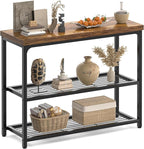 32" Small Console Table with Storage, Narrow Entryway Table, Sofa Table for Living Room, Sturdy 3-Tier Console Tables for Living Room, Hallway, Foyer & Bedroom, Rustic Brown