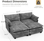 KKL Modular Sectional Sofa Bed, 4 Seater Convertible L-Shaped Sleeper Cloud Couch with Ottoman, Chenille Sectional Couches for Living Room, Apartment Grey