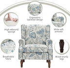 Lumibee High Back Accent Chair Set of 2, Armchair in Fabric,Comfy Upholstered Wingback Single Sofa Reading Chairs with Solid Wood Legs for Living Room,Bedroom,Office-Plants Blue