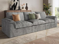 EASE MOOSE Oversized Boneless Couch for Living Room, Sectional Cloud Sofa, Modular Cloud Couch, 3-Seater Deep Seat Sofas with Pillow for Bedroom, Apartment, No Assembly Required, Chenille (Grey)