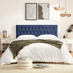 Tufted Upholstered Headboard California King Size, Solid Wood Head Board with Durable Metal Legs, Adjustable Height Bed headboard from 37” to 51” Fabric Headboard in Button Design, Blue