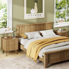 LYNSOM Fluted Dresser and Nightstand Sets 3 Piece, 5-Drawers Dresser and 2-Drawer Nightstands Set of 2, Wood Bedroom Furniture Set for Home, Bedroom, Hallway, Natural Oak
