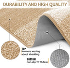 Kitinjoy Indoor Outdoor Door Mat, 48x32 Non-Slip Absorbent Dirt Trapper, Low-Profile Washable Inside Entrance Front Floor Mat, Sturdy Soft Entry Doormats for Entryway, Beige