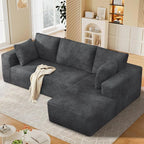 108” Cloud Sectional Couch, Modular Sectional Sofa with Deep Seat, Corduroy Boneless Couches with Chaise for Living Room Bedroom, No Assembly Required