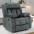 INZOY Manual Recliner Chair with Padded Armrest, Wall-Hugger Single Sofa Recliners with Overstuffed Back, Classical Fabric Reclining Chairs for Living Room Theater Seating, Grey