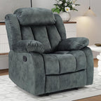 INZOY Manual Recliner Chair with Padded Armrest, Wall-Hugger Single Sofa Recliners with Overstuffed Back, Classical Fabric Reclining Chairs for Living Room Theater Seating, Grey