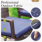 Sophia & William 9 Pieces Patio Dining Set for 8, Outdoor Patio Table and Rattan Chairs Set, 83" L Extra Large Rectangular Table, 1.75" Umbrella Hole, Beige Removable Seat Cushions