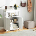 COSTWAY Bathroom Floor Storage Cabinet, Modern Wooden Freestanding Storage Organizer with 2 Doors, 3-Level Adjustable Shelf, for Entryway, Living Room, Kitchen (White)