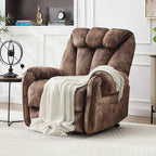 CANMOV Power Lift Recliner Chair for Elderly with Massage & Heat, Overstuffed Recliner Chairs for Adults, Electric Recliners with Type-C & USB Port, Side Pockets, for Living Room, Brown