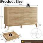 Fluted Dresser for Bedroom,49.6'' Modern Wooden Dresser with 6 Drawers, Bedroom Dressers, Natural Wood Chest of Drawers for Living Room, Hallway (Oak)
