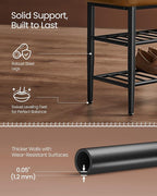 VASAGLE EKHO Collection - Shoe Rack Bench, Storage Bench for Entryway, Synthetic Leather with Stitching, Mid-Century Modern, Loads 300 lb, 11.8 x 39.4 x 19.7 Inches, Caramel Brown ULSB113K01