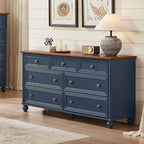 7 Drawers Dresser for Bedroom, Farmhouse 54" Wide Wood Dressers Chest of Drawers, Vintage Design TV Stand, Rustic Storage Dresser Organizer with Metal Handle Closet for Living Room, Hallway