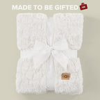 UGG Faux Fur Twin Blanket for Bed, Double-Sided Soft Blanket, Warm Large Throw for Couch, Washable Twin XL Bedding, Luxury Bedroom Decor, 66" x 90", Natural White (Adalee)