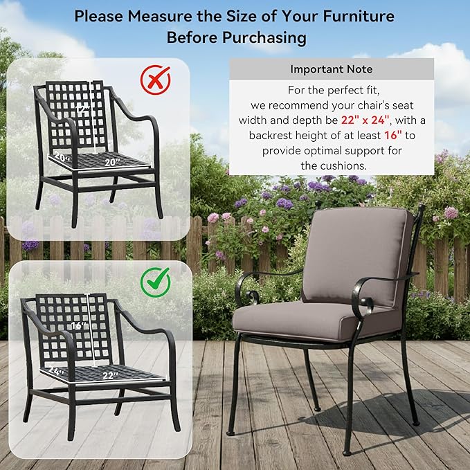 10-Piece Outdoor Patio Cushion Set - Fade & Water Resistant with Removable Olefin Cover, 22x24x4 Inch Memory Foam Cushions for Wicker Sectional Sofa – Grey/Regular