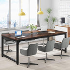 Tribesigns Modern Computer Desk, 78.7 x 39.4 inch X Large Executive Office Desk Computer Table Study Writing Desk Workstation for Home Office,Rustic/Black