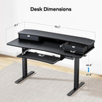 HUANUO 55" x 26" Electric Standing Desk with 2 Drawers & 26.7" Large Keyboard Tray, C-Clamp Mount Compatible, Adjustable Computer Desk for Home Office, Stand Up Desk with 4 Height Presets, Black