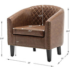 KINWELL 29" W Faux Leather Barrel Chairs Set of 2, Modern PU Upholstered Tufted Club Chairs with Nailhead Trim, Small Armchairs Accent Chairs for Living Room Bedroom Apartment Lounge Nursery, Coffee