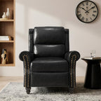 Lumibee Pushback Recliner Chair,Upholstered Wingback Chair for Small Spaces,PU Leather Armchair for Living Room,Single Sofa Accent Chair Reading Seat for Balcony,Bedroom-Black