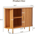 DHH Storage Cabinet, Fluted Sideboard Buffet Cabinet with Tambour Sliding Doors& Adjustable Shelf, Accent Coffee Bar Console Table for Kitchen, Living Room, Entryway (Yellow walnut40 Inch)