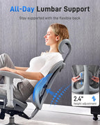 Ergonomic Office Desk Chair, Comfortable Computer Gaming Chair, Breathable Mesh Back & Seat, Adjustable Armrest & Headrest, Lumbar Support, Butterfly Design for Home Office (Gray)