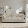 Linen Modular Sectional Sofa Cloud Couch for Living Room,Sleeper Sofa Bed,95.4 Inch Couches Cushion Covers Removable,Cozy Feather Down Sofa for Apartment Beige