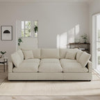 Linen Modular Sectional Sofa Cloud Couch for Living Room,Sleeper Sofa Bed,95.4 Inch Couches Cushion Covers Removable,Cozy Feather Down Sofa for Apartment Beige