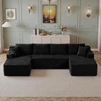 134''Oversized Modular Sectional Sofa Boneless Cloud Couch with Chaise Comfy Sectional Couches for Living Room,Bedroom,Apartment (Black, 134''W U-Shaped)