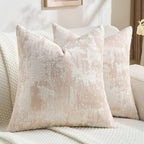 FUTEI Pink White Decorative Throw Pillow Covers 24x24 Inch Set of 2,Soft Faux Cashmere Jacquard - Textured & Cozy Euro Pillow Shams,Modern Home Decor for Couch Bed Living Room