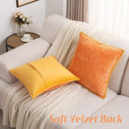 FUTEI Orange Chenille Throw Pillow Covers 22x22 Inch Set of 2,Soft Cozy Bound Edge Design Cushion Case,Home Decor for Couch Bed Living Room