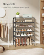 SONGMICS Shoe Rack, 3-Tier Shoe Storage Organizer, Space-Saving, 11.6 x 24.5 x 21 Inches, Entryway, Metal Frame, Non-Woven Fabric Shelves, Ink Black ULSH023BH01