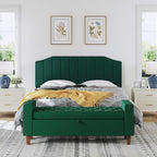 King Size Headboard Only, Velvet Upholstered Headboard King/California King Size Wall Mount and Bed Frame Mount, Featuring High-Density Sponge Padding Easy Assembly Comfort Style-Jade Green