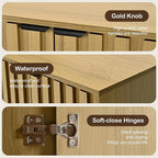 Buffet Cabinet with Storage, Sideboard Cabinet with Fluted Door, Kitchen Buffet Storage Cabinets with Adjustable Shelves, Sideboard Cabinets for Living Room, Entry, Hallway, Natural