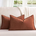 ZWJD Rust Throw Pillow Covers 12x20 Set of 2 Chenille Fall Pillow Covers with Elegant Design Soft and Luxurious Decorative Throw Pillows for Couch, Bed, and Home Decor