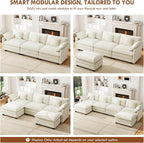 111.4” Cloud Couch Modular Sectional Sofa, Comfy Modern 3-Seater Couches with Pillows & Upholstered Deep Seat Cushion for Apartment Living Room Bedroom （Beige）