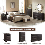 T4TREAM Nightstand with Charging Station, 18 Inch Vintage End Table with 2 Drawers for Living Room, Wood Rustic Sofa Side Table with Open Storage Shelf for Bedroom, Espresso