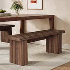 LITTLE TREE 47-Inch Wooden Entryway Bench, Farmhouse Dining Bench with Sturdy Frame for Dining Room, Bedroom, Living Room Hallway Kitchen, Easy Assembly (Mahogany)