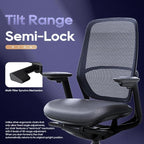 Ergonomic Office Chair Without Headrest, Genuine Leather Seat, Adjustable Seat Depth, 4D Armrests, Aluminum Alloy Base, Mesh Back, High-End Executive Desk Chair Black (Obsidian Black)